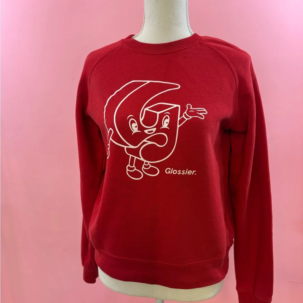 Glossier Graphic Red Crewneck Sweater - Picture 1 of 4